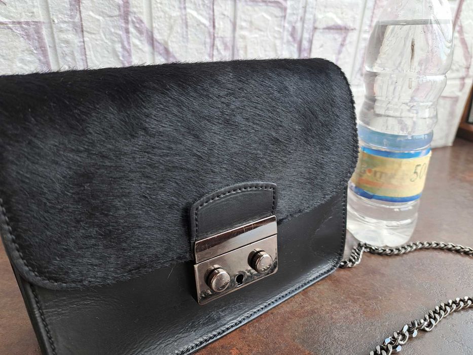 дамска чанта,малка кожена черна чантичка естествена кожа