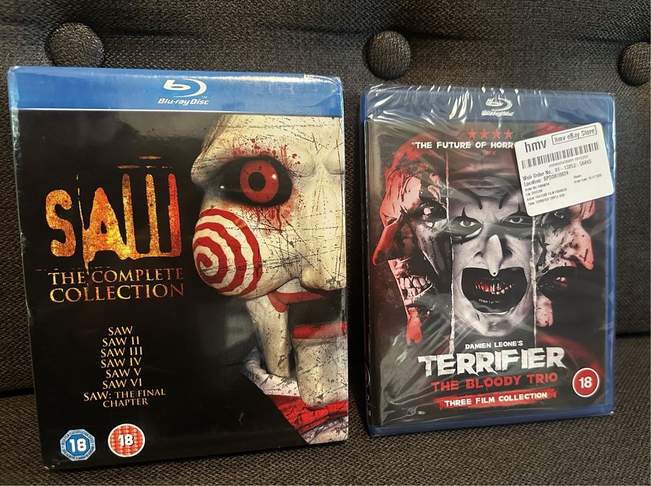 Extreme Horror Blu Ray- Saw Complete edition,Terrifier The Bloody Trio