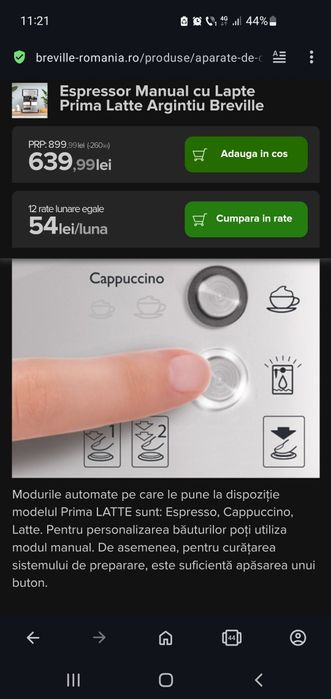 Expresor breville prima latte