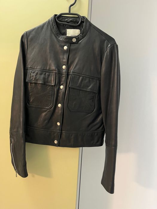 Geaca de piele naturala Mango, marimea M