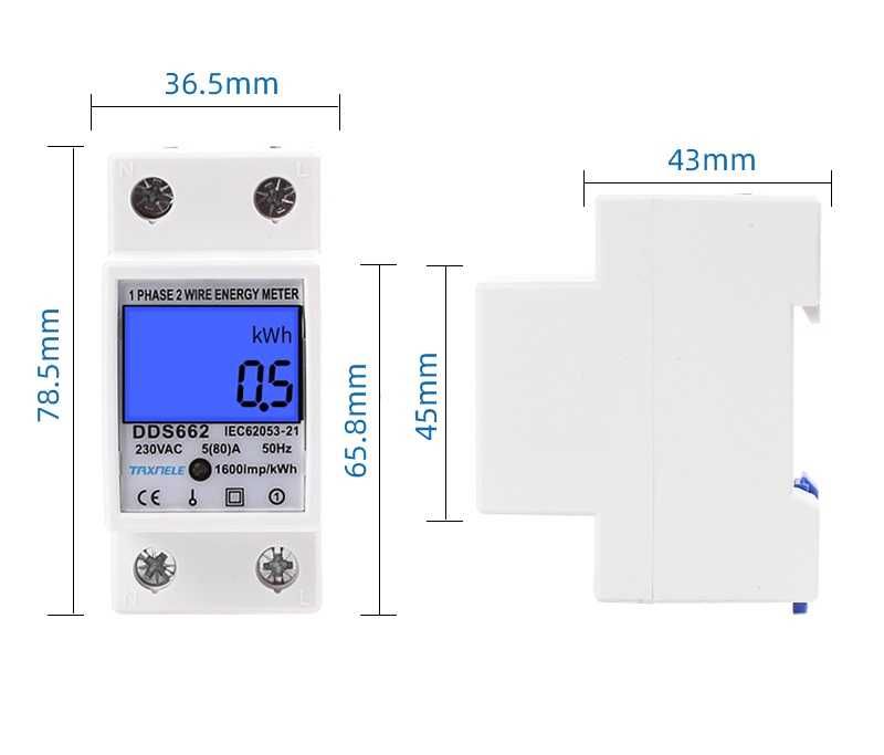 Електромер монофазен 80А, 230V 50/60Hz, Еднотарифен, 20204213