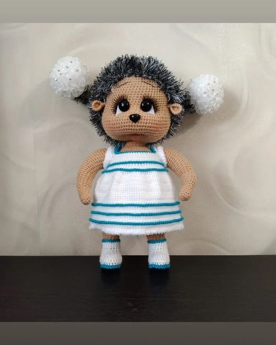 Ежуля Кнопка. Вязаные игрушки.