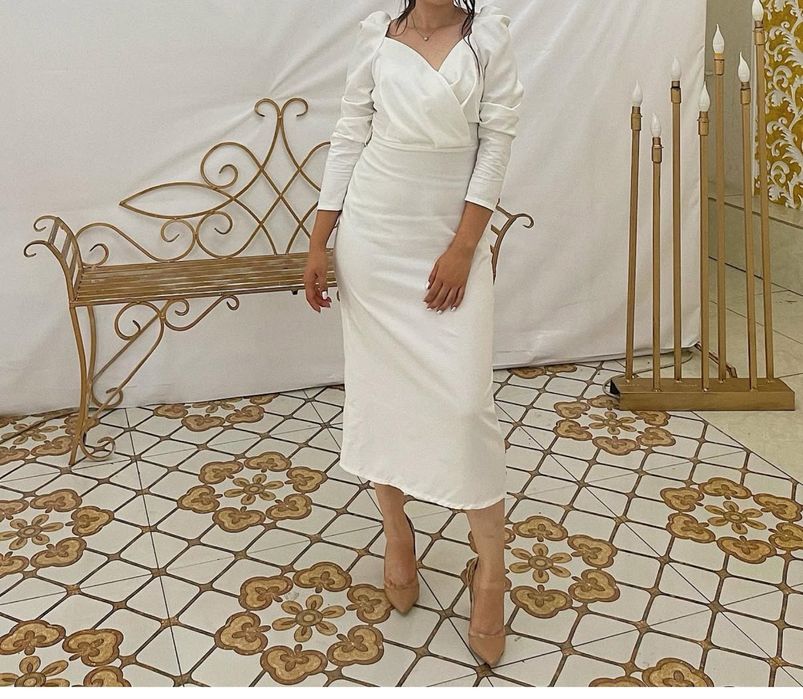 Платье белое Французская длина