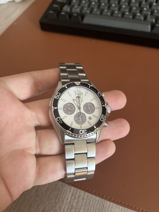 Ceas Orient Chronograf Quartz Model Panda, Geam Safir