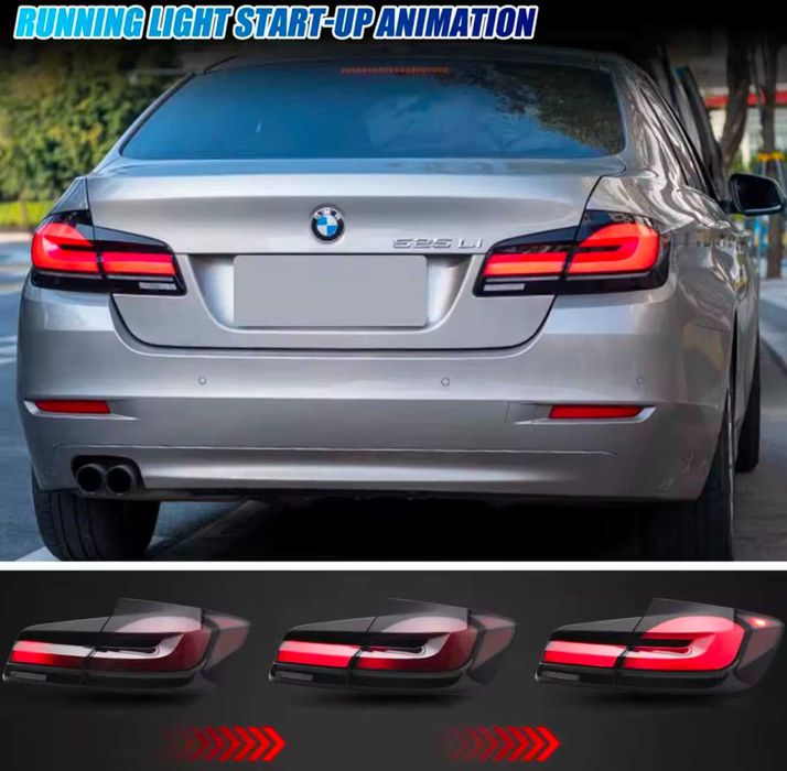 Ansamblu stopuri LED pentru BMW F10 M5 Seria 5 Sedan 2009-2017, semnalizare secvențială, negru, ansamblu stopuri [Nu se potrivește cu G30]
