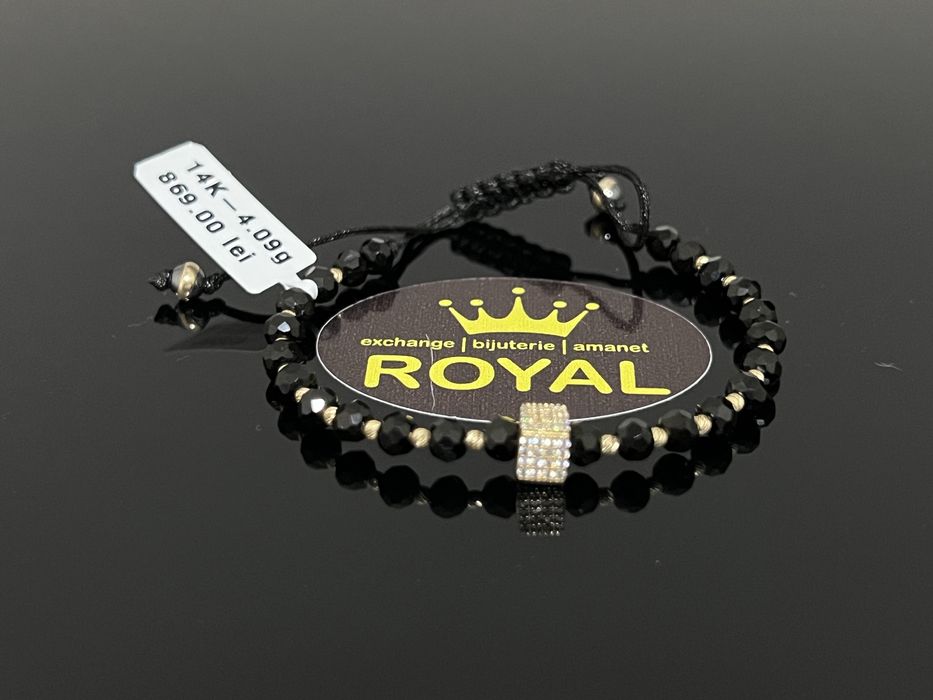 Bijuteria Royal CB : Bratara cu snur bile aur 14k 4,09 grame