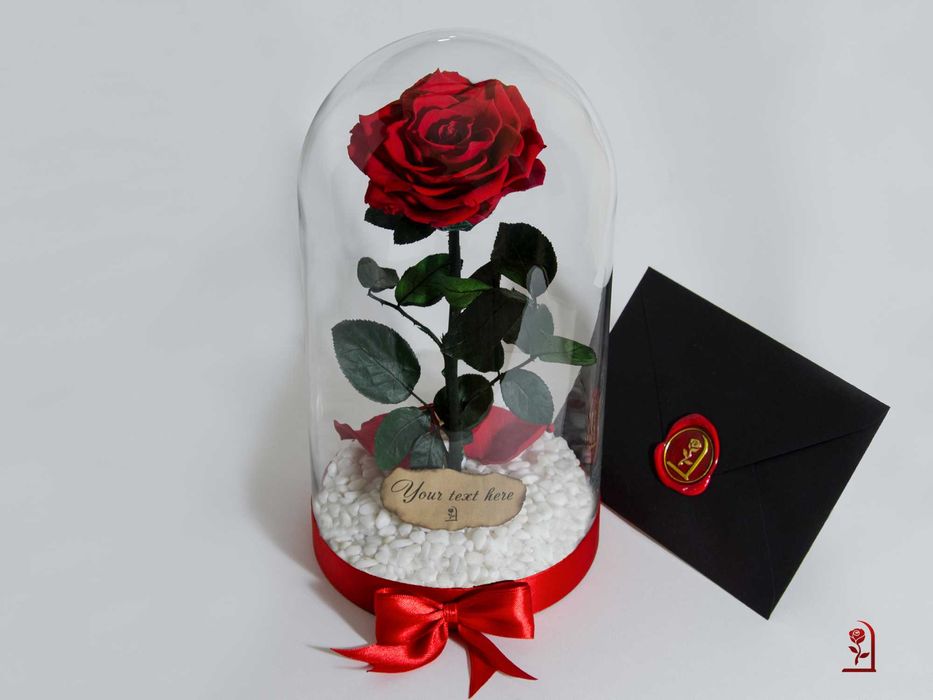 Естествена Вечна Роза в Стъкленица / Подарък за Рожден Ден на Жена