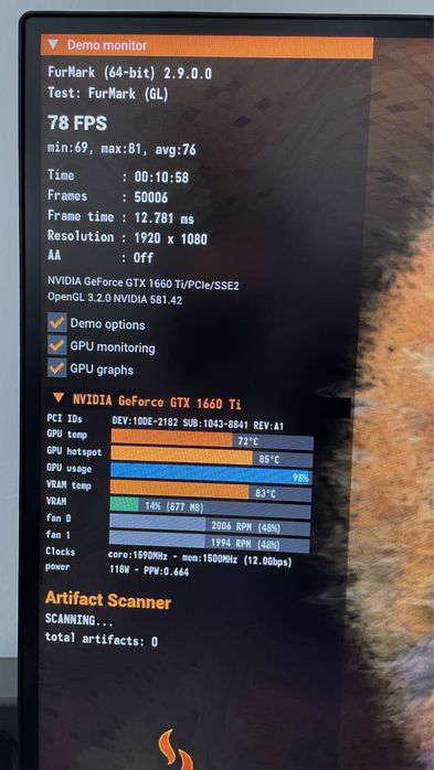 Placă video ASUS TUF Gaming GTX 1660 Ti 6GB – Perfectă, testată