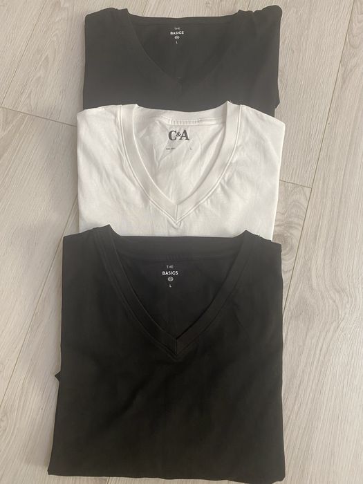 Set 3 tricouri in V bumbac, marimea L, noi