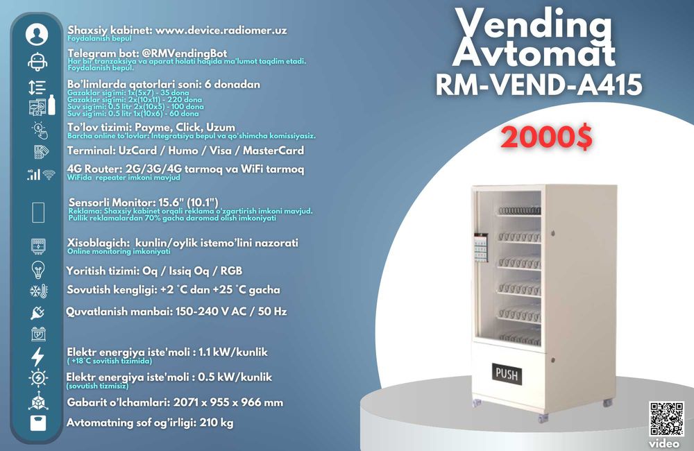 vending sotuv avtomatlari