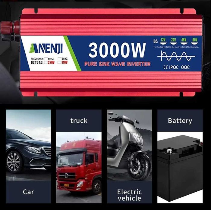 Invertor Anenji cu unda sinusoidala pura de 3000W DC 48V  AC, 220V