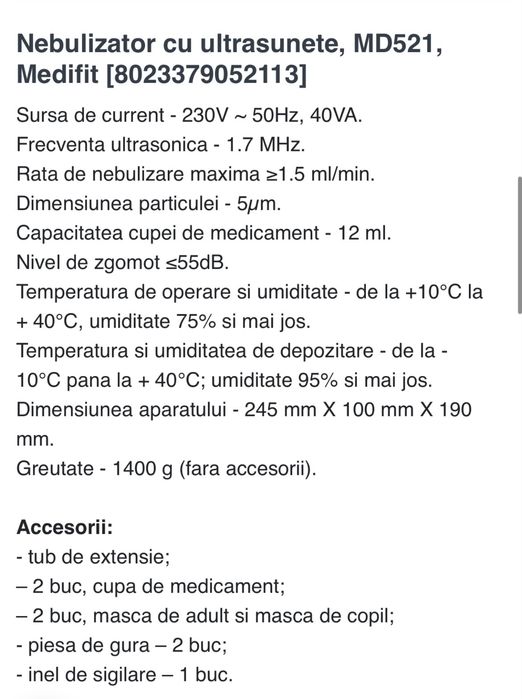 Aparat pentru aerosoli, nebulizator