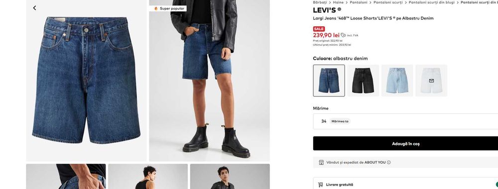pantaloni scurți bărbătești, Levis,  mărimea taliei (W)34 +cadou 1 aftershave !