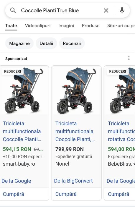 Tricicleta multifunctionala Coccolle Pianti True Blue