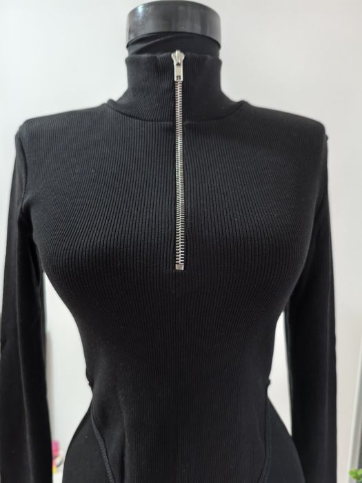 Body high-leg, reiat, cu fermoar, Zara, M
