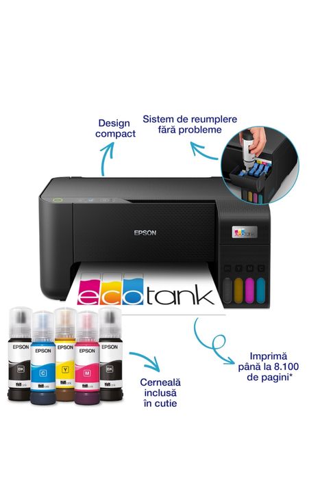 Imprimanta color EpsonL3230 Nouă, conectare cablu