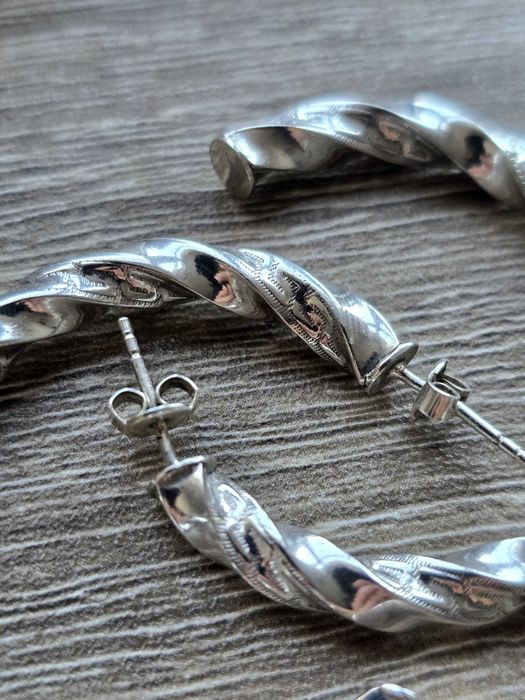 Сребърни обеци халки нови