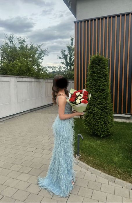 Rochie Ylenne cu pene si pietre