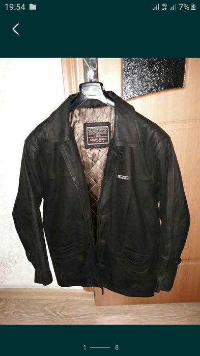 Мужская фирменная кожанная куртка Marlboro