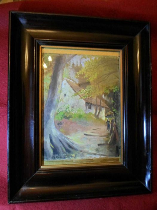 Pictura, ulei pe carton, 1940, semnata G.Kramer