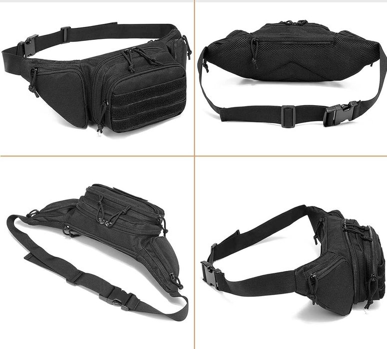 Тактическа Чанта за Кръста MOLLE Водоустойчива + 2 Нашивки и Карабинер