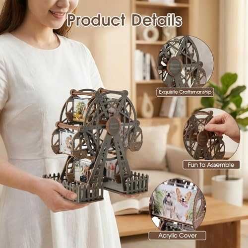 Нова Въртяща 3D рамка за снимки дървен DIY пъзел виенско колело идеален подарък
