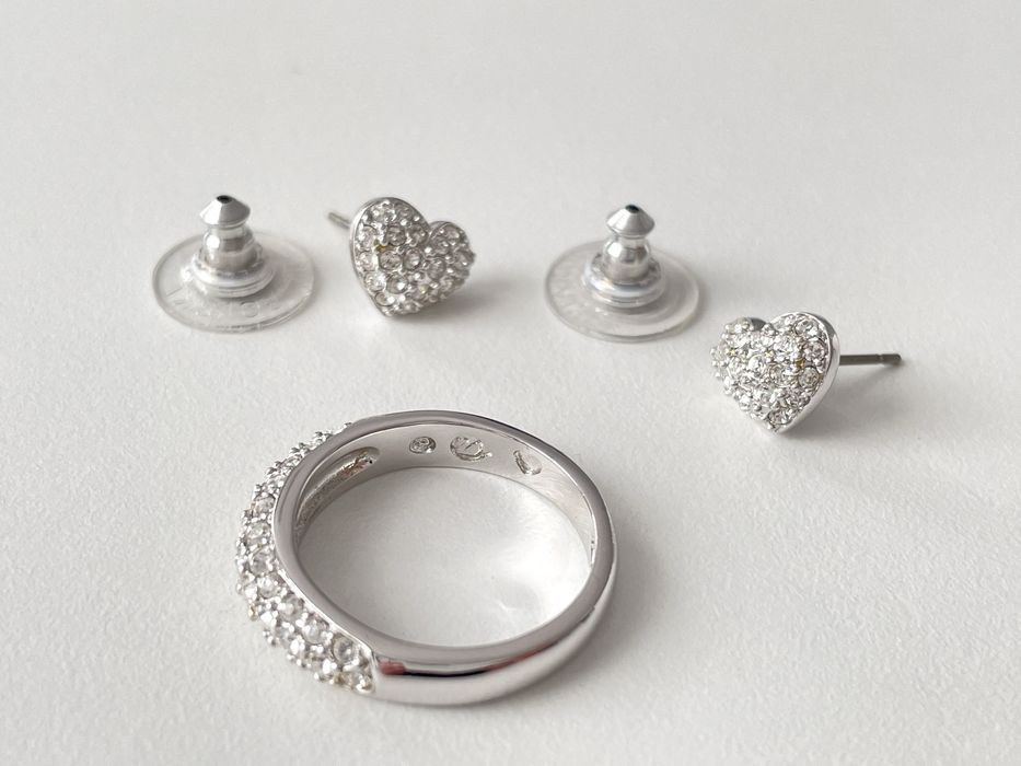 Swarovski сребърен пръстен и сребърни обици
