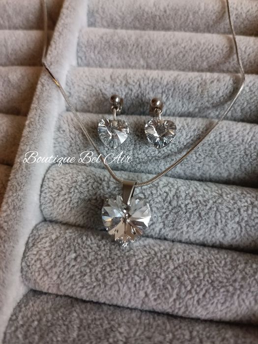 Комплект колие и обеци Swarovski, кристали Сваровски,  подарък за жена