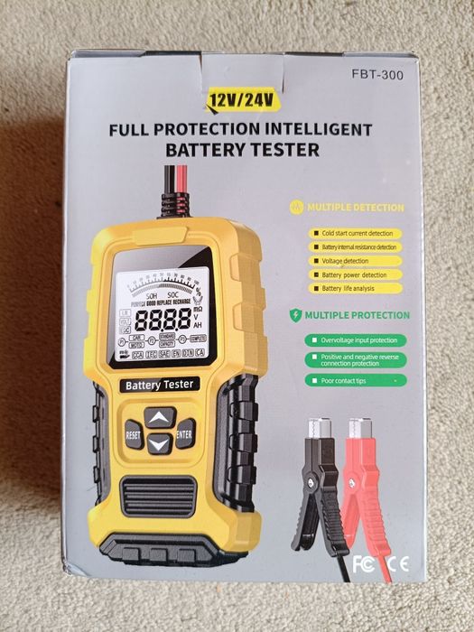 Foxsur FBT-300 - Tester Baterie Auto 12 V / 24 V, rating 100-2000 CCA, capacitate 2-220 Ah - NOU / SIGILAT