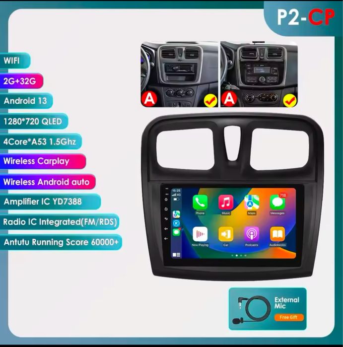 Navigatie Android Carplay Dacia Logan 2 , Sandero,MCV,Duster,Renault