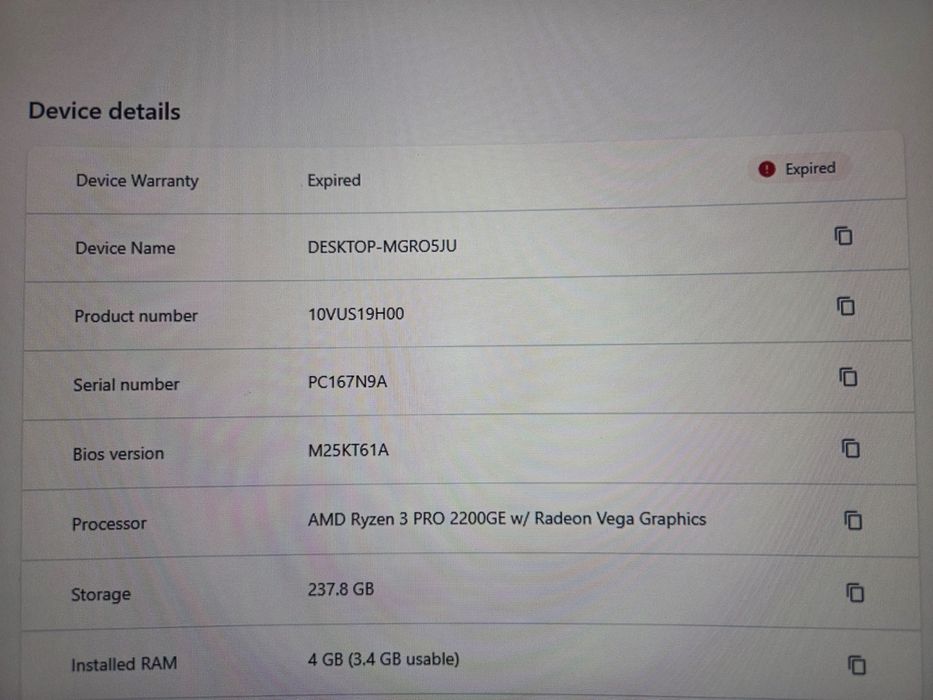 R3 2200ge 4GB DDR4 240gb ssd