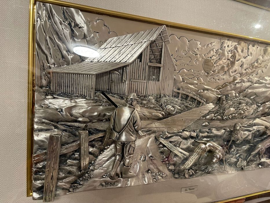 Картина висок релеф от сребро 925 и 18к злато