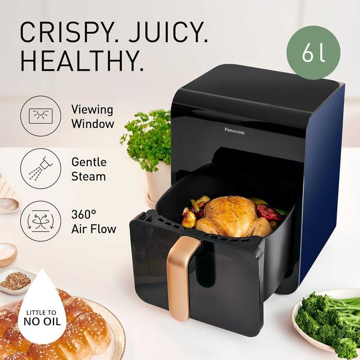 Air Fryer с Пара Panasonic 6L Gentle Steam Двоен нагревател & Прозорец