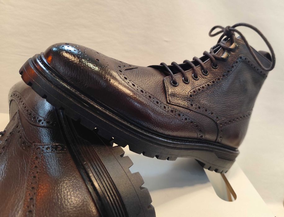 Ghete lace up 44 de lux Massimo Dutti NOI piele naturala moale maro