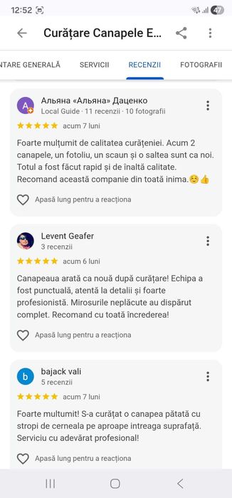Curățare - igienizare: canapele, saltele, fotolii, la domiciliu.