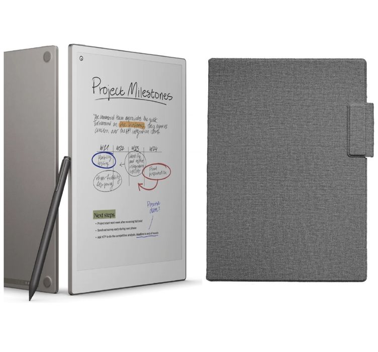 reMarkable Paper Pro + Marker Plus + Book Folio Polymer Weave Gray