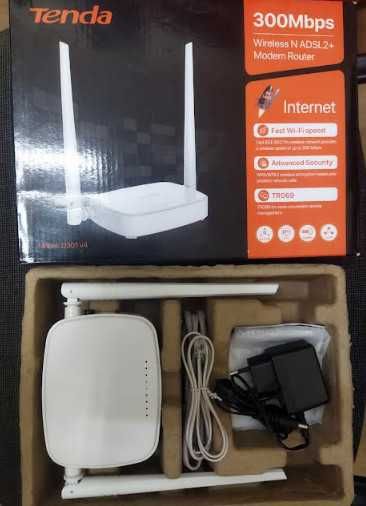 Рутер Tenda D301 V4 300mbps ADSL2+, Wi-Fi модемен