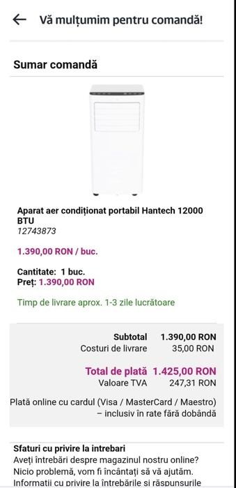 Aer conditionar HANTECH 12000BTU