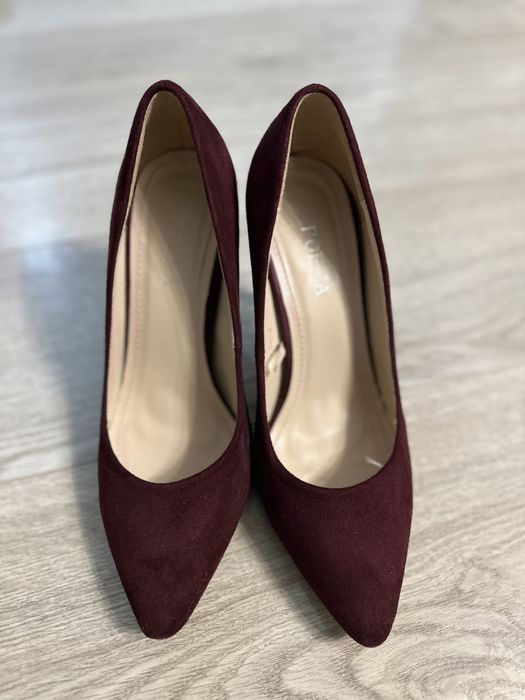 Pantofi Poema piele intoarsa visiniu