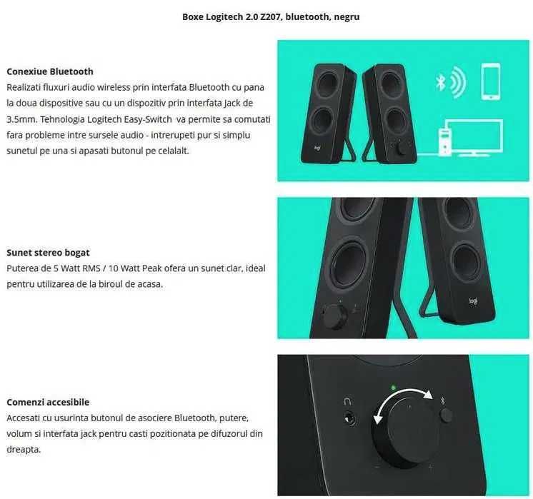 Logitech Z207 - boxe cu bluetooth si jack stereo NUMAI BUCURESTI