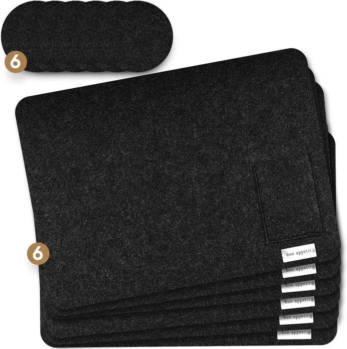 Подложки за маса 6 броя, филц, 44х32 см, сет за маса