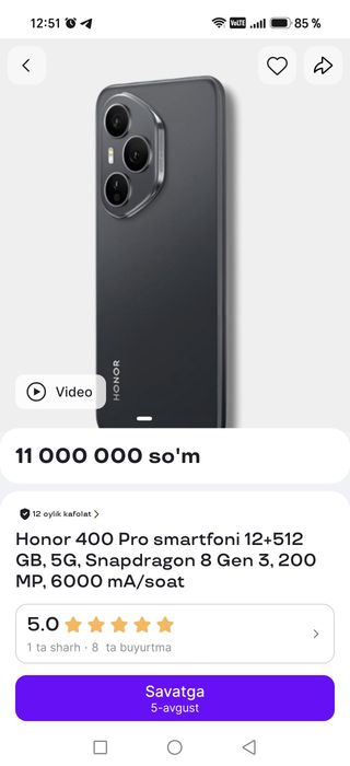 Honor 400 pro bor