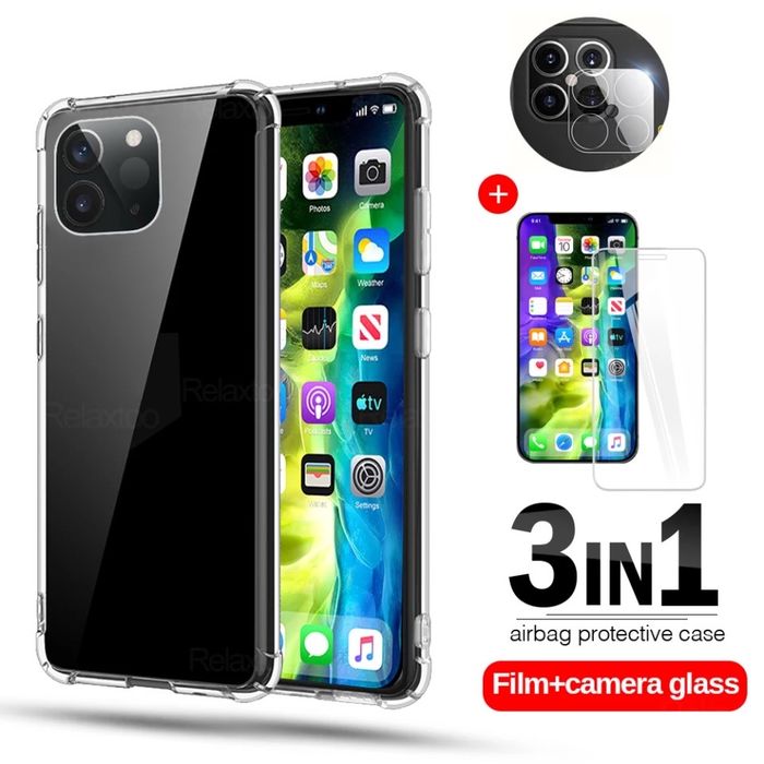 Pachet Iphone 13 14 15 PRO MAX PLUS Full Cover Husa Folie Fata Camera