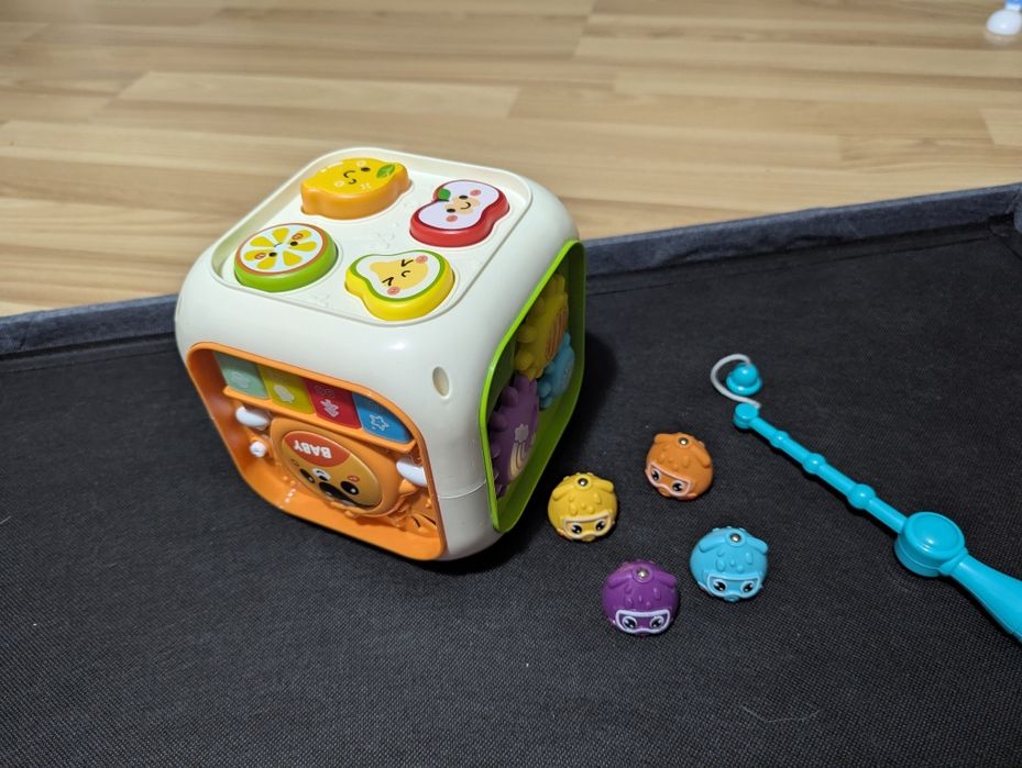 Cub interactiv 6‑în‑1 cu lumini, sunete și pescuit magnetic