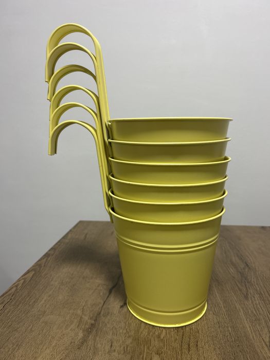 Set de 6 ghivece cu cârlig pentru balustradă