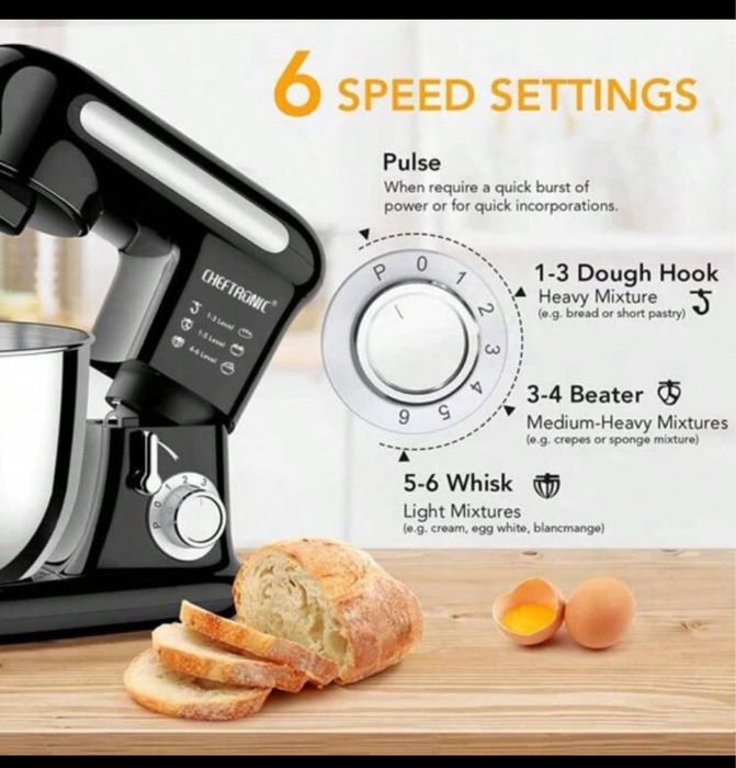 Mixer cu bol de oțel cu cap rabatabil