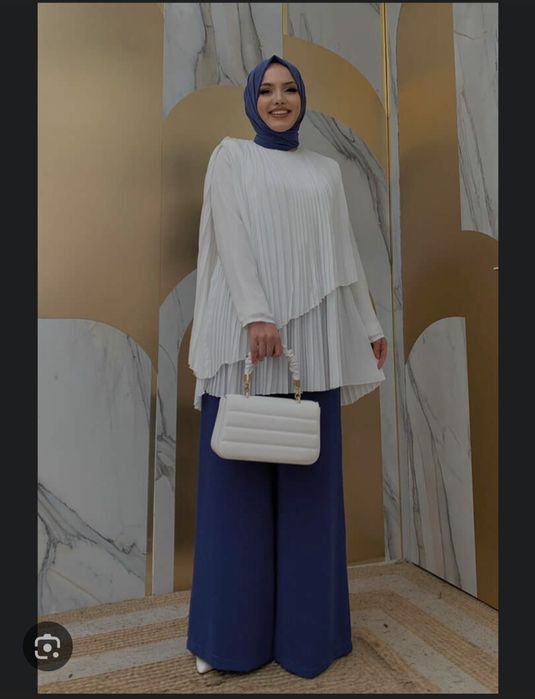 Плессировка двойка шифон штаны клёш