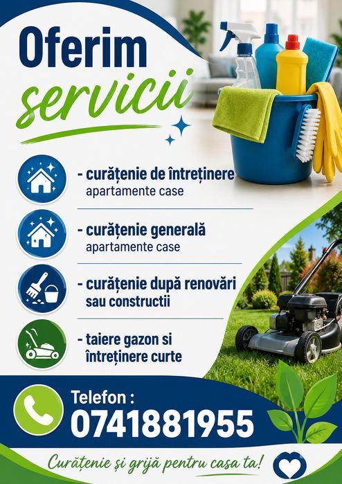 Ofer servicii de curățenie