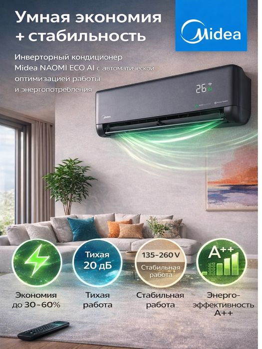 Кондиционер Midea Naomi Pro 12 Inverter Акция