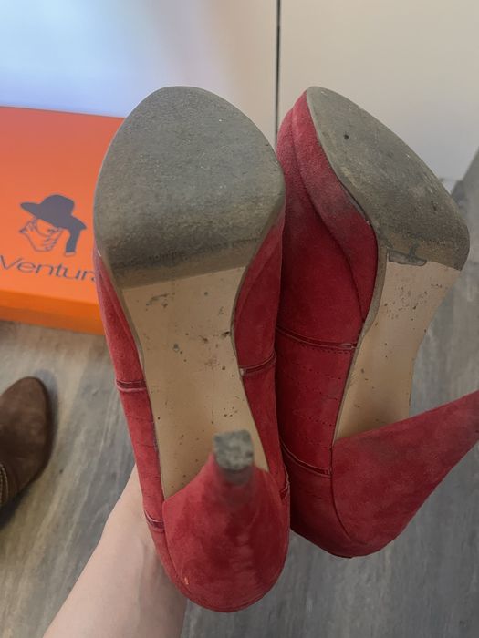 Botine/ghete piele interior ext 37 rosii comode